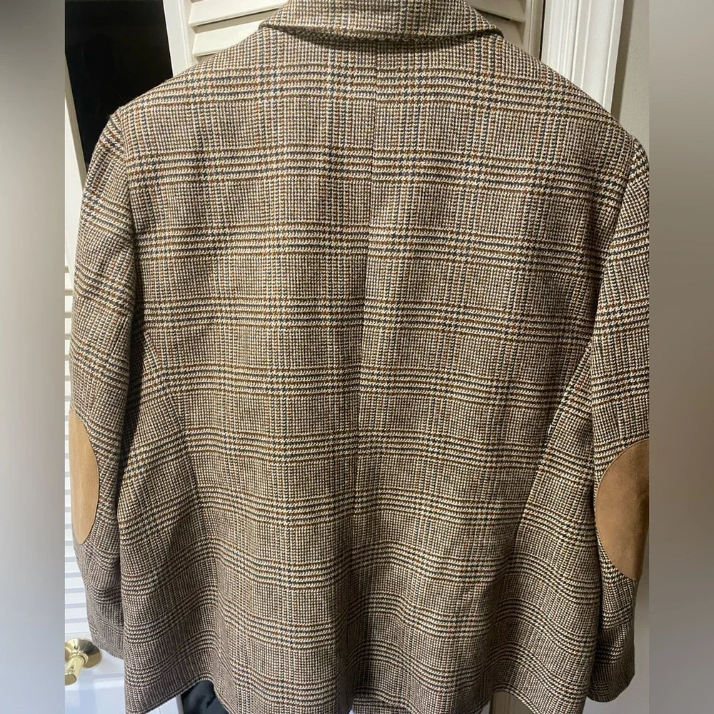 GIAFRANCO FERRER FORMA ITALIAN TWEED/SUEDE ELBOW PATCHES US 22 BROWN/TAN/BLAZER - Picture 5 of 7